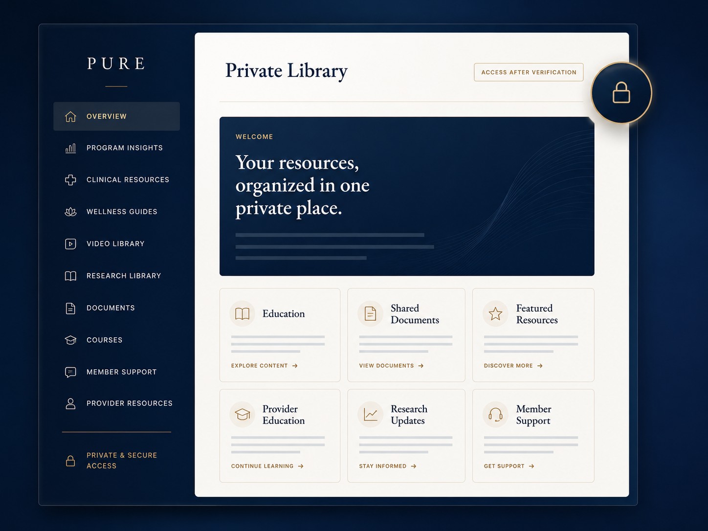 Pure Wellness Hub Private Member Portal Preview
